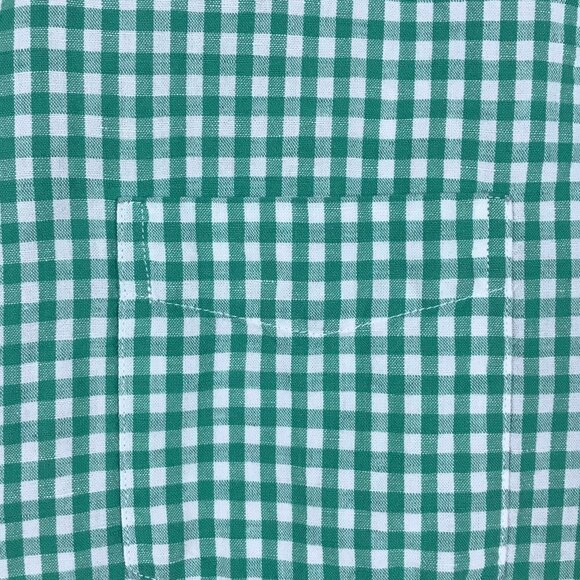 Lands End MENS gingham button down shirt green white check size large casual - Picture 3 of 5